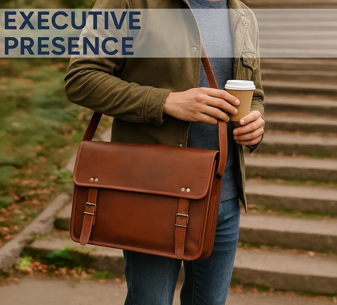 バッグ OUAT 25SS OFFICE BAG BROWN LEATHER Amazon.com: RUSTIC TOWN Leather Messenger Bag for Men Women